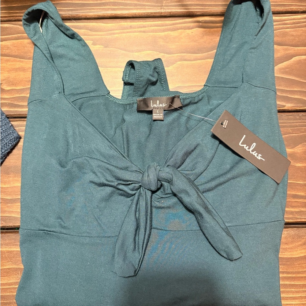Lulus Teal Tie-Front Body Suit